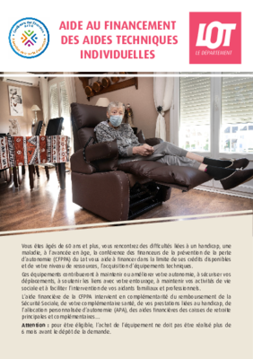 Flyer information du dispositif d'aide au financement des Aides Techniques Individuelles de la CFPPA lotoise. nt